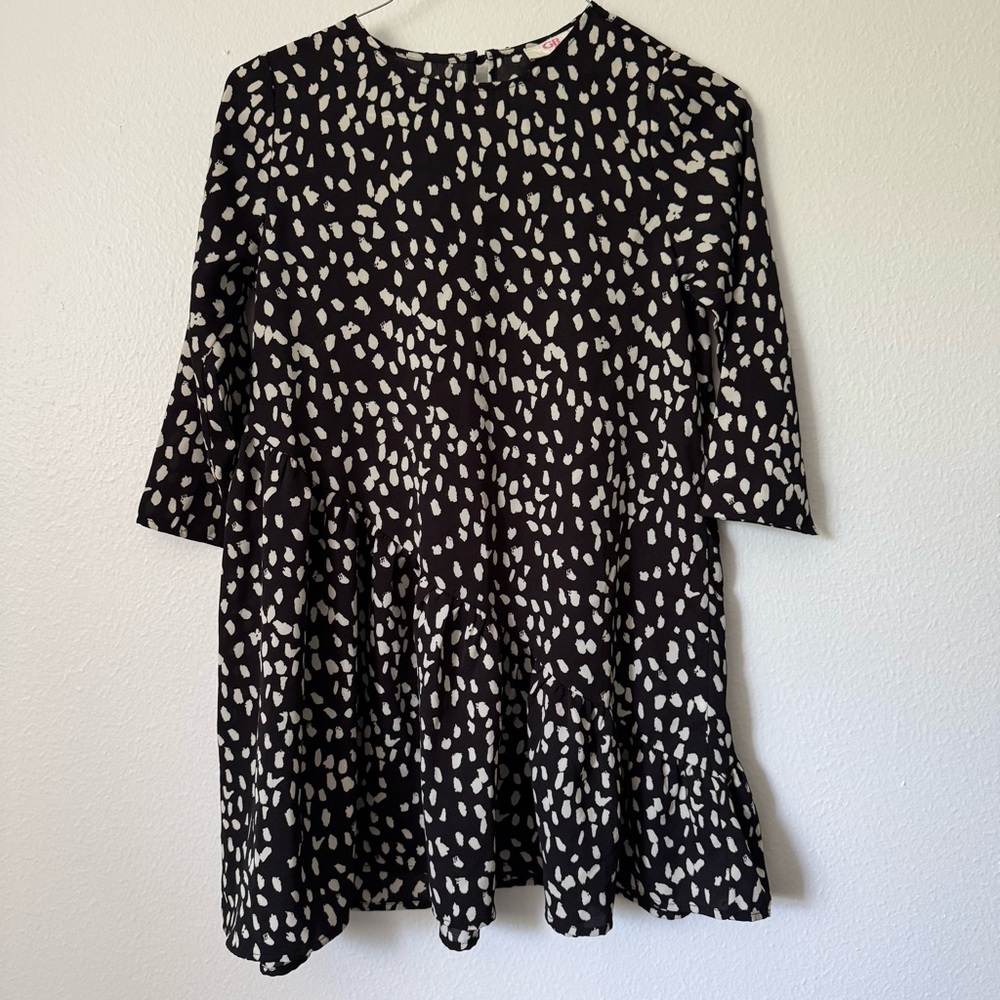 GB Girls Black & White Polka Dot Tiered Dress - Size XL $18